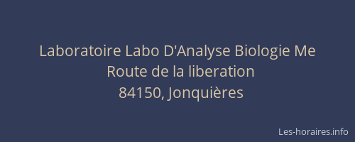 Laboratoire Labo D'Analyse Biologie Me