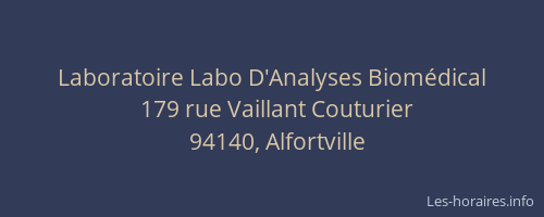 Laboratoire Labo D'Analyses Biom&eacute;dical