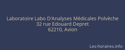 Laboratoire Labo D'Analyses Médicales Polvèche