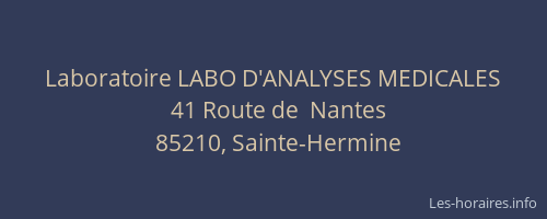 Laboratoire LABO D'ANALYSES MEDICALES
