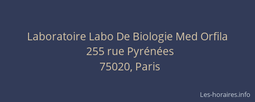 Laboratoire Labo De Biologie Med Orfila