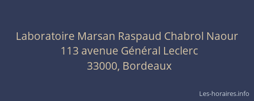 Laboratoire Marsan Raspaud Chabrol Naour