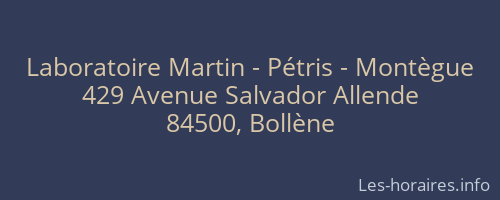Laboratoire Martin - Pétris - Montègue