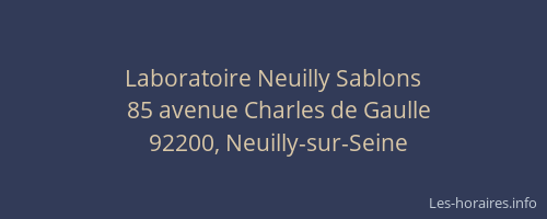 Laboratoire Neuilly Sablons