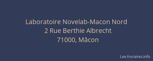 Laboratoire Novelab-Macon Nord