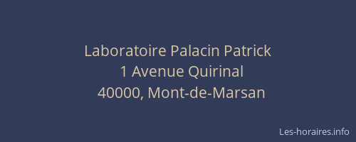 Laboratoire Palacin Patrick