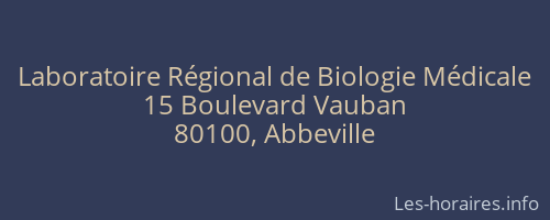 Laboratoire Régional de Biologie Médicale