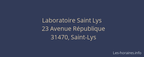 Laboratoire Saint Lys