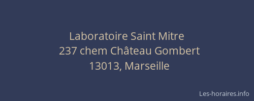 Laboratoire Saint Mitre