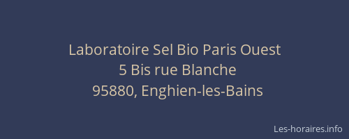 Laboratoire Sel Bio Paris Ouest