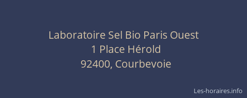 Laboratoire Sel Bio Paris Ouest