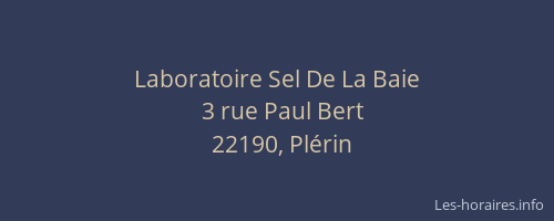 Laboratoire Sel De La Baie