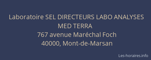 Laboratoire SEL DIRECTEURS LABO ANALYSES MED TERRA