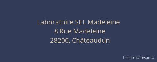 Laboratoire SEL Madeleine