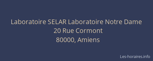 Laboratoire SELAR Laboratoire Notre Dame