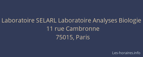 Laboratoire SELARL Laboratoire Analyses Biologie