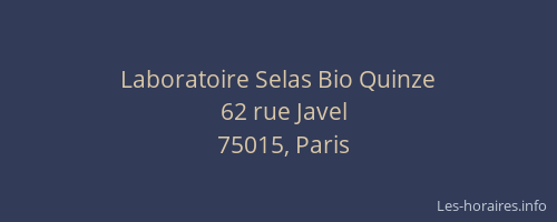 Laboratoire Selas Bio Quinze