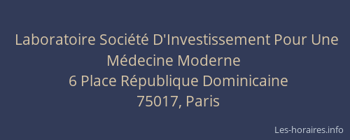 Laboratoire Société D'Investissement Pour Une Médecine Moderne