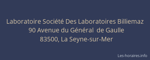 Laboratoire Société Des Laboratoires Billiemaz