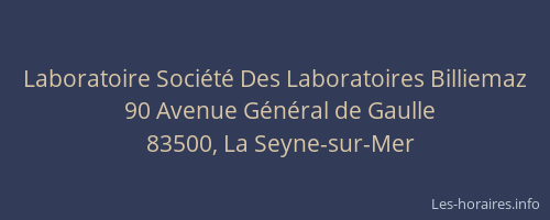 Laboratoire Société Des Laboratoires Billiemaz