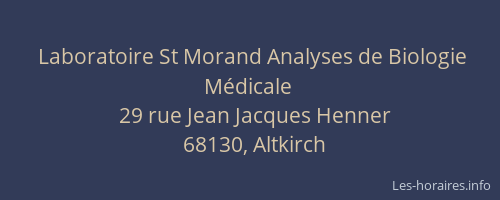 Laboratoire St Morand Analyses de Biologie M&eacute;dicale