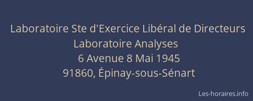 Laboratoire Ste d'Exercice Libéral de Directeurs Laboratoire Analyses