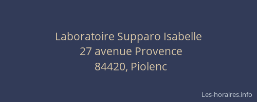 Laboratoire Supparo Isabelle