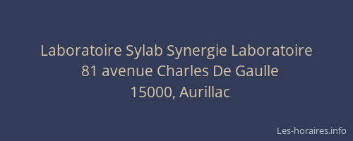 Laboratoire Sylab Synergie Laboratoire