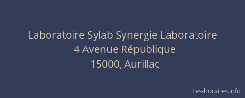 Laboratoire Sylab Synergie Laboratoire