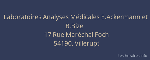 Laboratoires Analyses M&eacute;dicales E.Ackermann et B.Bize