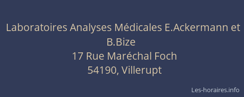 Laboratoires Analyses Médicales E.Ackermann et B.Bize