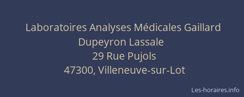 Laboratoires Analyses Médicales Gaillard Dupeyron Lassale