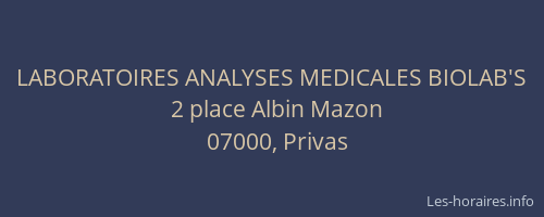 LABORATOIRES ANALYSES MEDICALES BIOLAB'S