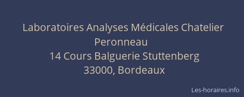 Laboratoires Analyses Médicales Chatelier Peronneau