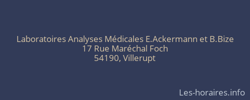 Laboratoires Analyses Médicales E.Ackermann et B.Bize