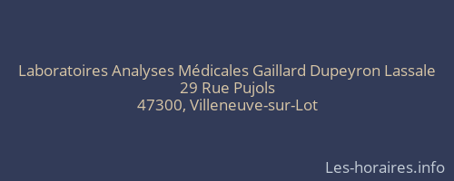 Laboratoires Analyses Médicales Gaillard Dupeyron Lassale