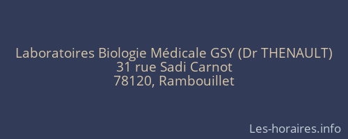 Laboratoires Biologie Médicale GSY (Dr THENAULT)