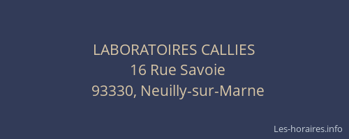 LABORATOIRES CALLIES