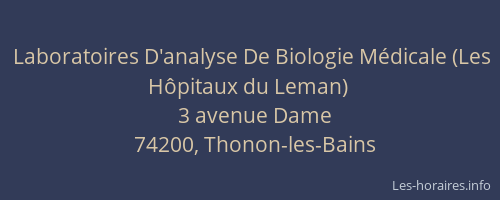 Laboratoires D'analyse De Biologie Médicale (Les Hôpitaux du Leman)
