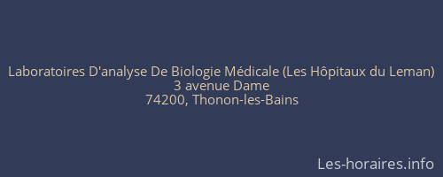 Laboratoires D'analyse De Biologie Médicale (Les Hôpitaux du Leman)