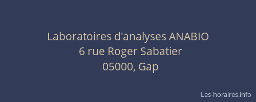Laboratoires d'analyses ANABIO