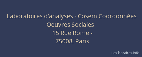 Laboratoires d'analyses - Cosem Coordonnées Oeuvres Sociales