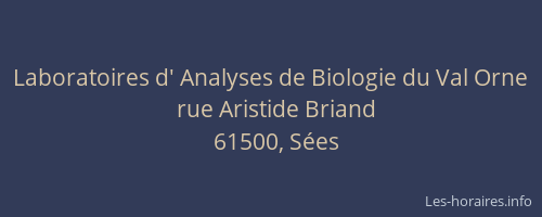 Laboratoires d' Analyses de Biologie du Val Orne