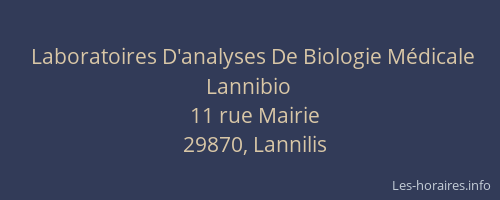 Laboratoires D'analyses De Biologie Médicale Lannibio