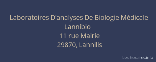 Laboratoires D'analyses De Biologie M&eacute;dicale Lannibio