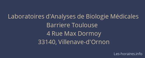 Laboratoires d'Analyses de Biologie Médicales Barriere Toulouse