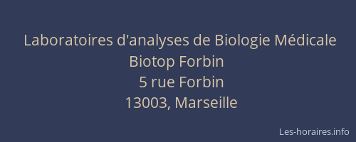 Laboratoires d'analyses de Biologie Médicale Biotop Forbin