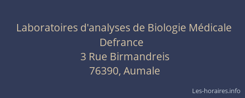 Laboratoires d'analyses de Biologie Médicale Defrance
