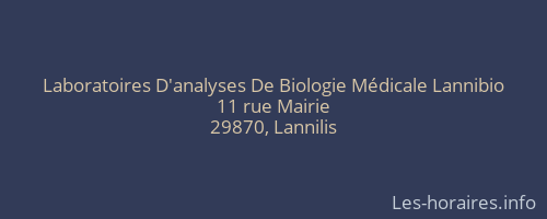Laboratoires D'analyses De Biologie Médicale Lannibio