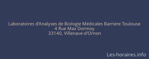 Laboratoires d'Analyses de Biologie Médicales Barriere Toulouse